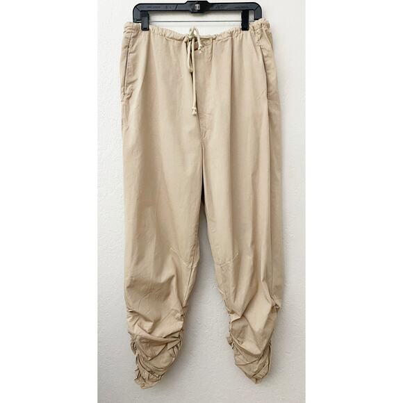 Free People Womens Parachute Pants Summer Khaki Cotton Pockets Ruched Ankle NWT - Picture 4 of 11